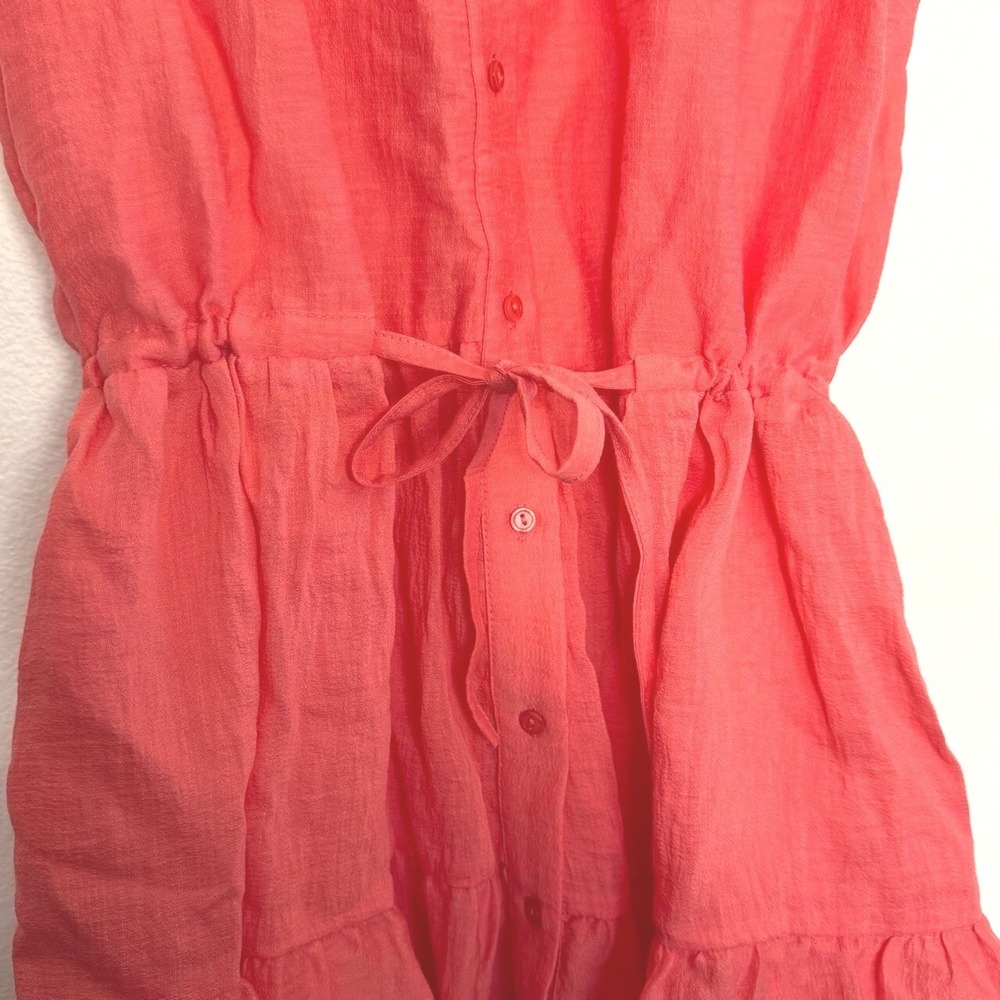 Sabina Musayev Mini Dress Women Medium Pom Pom Trim Ruffle Hem Coral Pink - Picture 9 of 13
